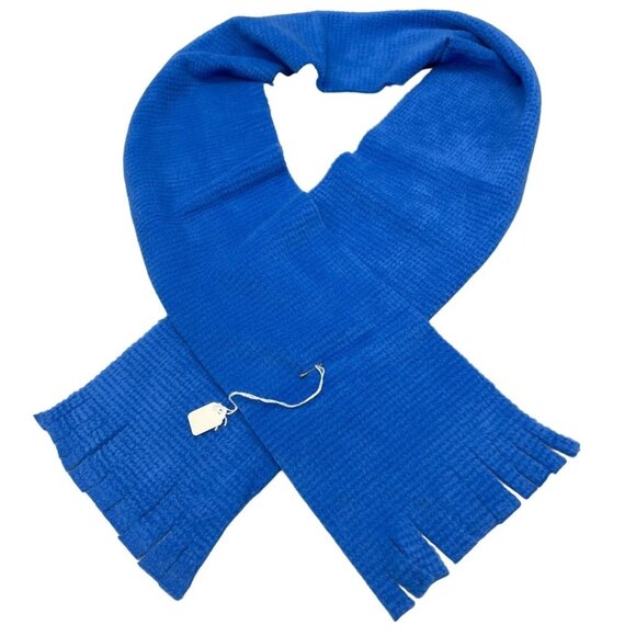 handmade fleece scarf solid blue soft winter 63x6"" READ new - Picture 1 of 5